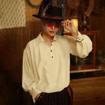 Mr. Jis steam Continental retro pirate style mens and womens neutral white chiffon shoulder loose shirt top