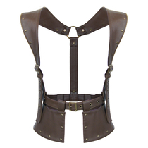 Steam Continental Steampunk X Explorer Curry Leather Adjustable Tactical Belt Waist Seal Shoulder Strap