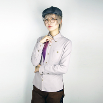 Mr. Jis steam Continental Steamland light gray men and women neutral slim straight long sleeve shirt shirt