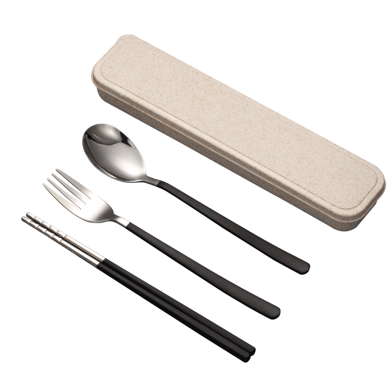 Ward (304 portable stainless steel tableware chopsticks spoons suit students portable, lovely office worker