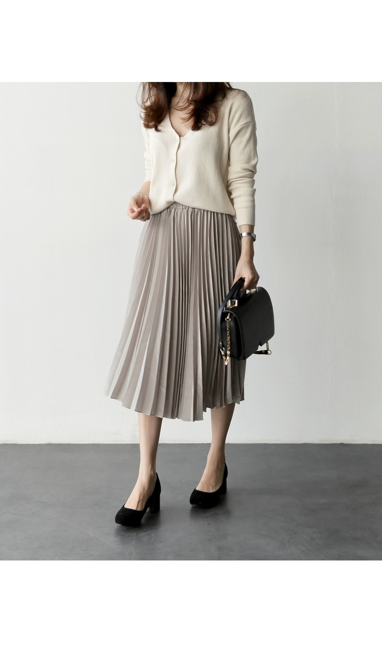 韩国官网正品代购 秋季女装新款 半身长裙百褶韩版百搭淑女8863