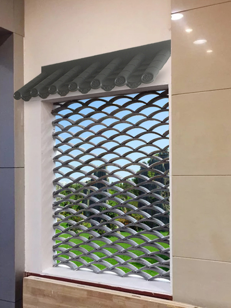 四合院古建仿古背景墙小青瓦拼花花窗透窗创意形象墙瓦片拼花