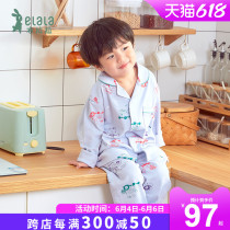 Clothing Lara Spring Autumn Childrens Jersey Pyjamas Suit Pure Cotton 1-9 Year Old Boy Long Sleeve Suit Full Cotton Home Clothing