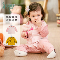 Lala autumn baby cardigan jacket single 0-1 girl coat double cotton girl spring and autumn clothes