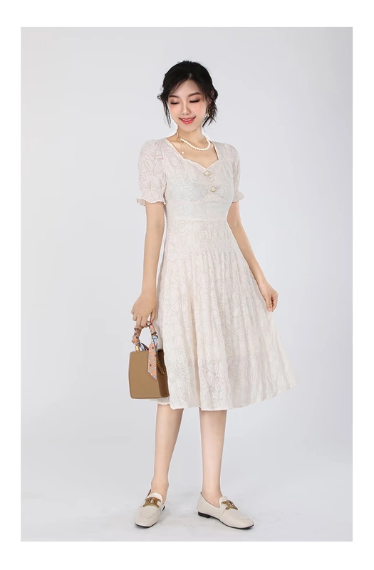 WEWE Weiwei 2021 Mùa hè mới của phụ nữ Eo cao và Váy cổ tích mỏng ngọt ngào Trang nhã Đi lại - Váy eo cao