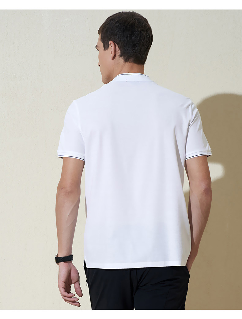 vicutu/威可多男士夏季小立领短袖t恤修身白色polot恤衫