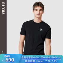 VICUTU shopping mall with the same mens short-sleeved T-shirt new slim-fit round neck base sweater