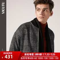 VICUTU shopping mall with the same mens jacket sheep wool suede material stitching jacket