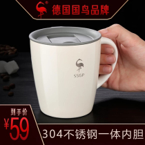 Stainless steel mug with lid spoon Insulated coffee cup Female office drinking water cup Male mouth cup Light luxury oatmeal cup