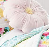 Spring New flowers Pillow Suede Face Back Cushions Girl Girl Sample Room Waist Pillow With Core Unremovable