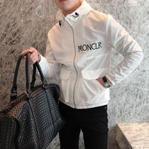 European Station Autumn Dress Thin Hooded Embroidered Jacket Men Korean Slim Short British Fashion Casual Jacket Tide Brand