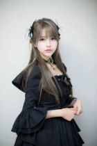 Anime wig female yurisa with the same stuffy blue mixed gray air bangs long straight hair daily Harajuku COS fashion