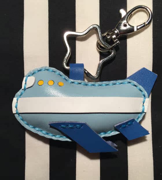 小k纯手工定制 可爱飞机牛皮汽车钥匙扣包挂创意生日礼物挂件挂饰