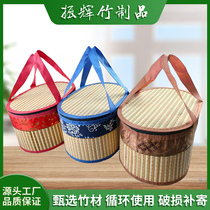 Boutique portable egg bamboo woven hexagonal bamboo basket zongzi bamboo basket Dragon Boat Festival packaging gift box fruit basket Bayberry moon cake