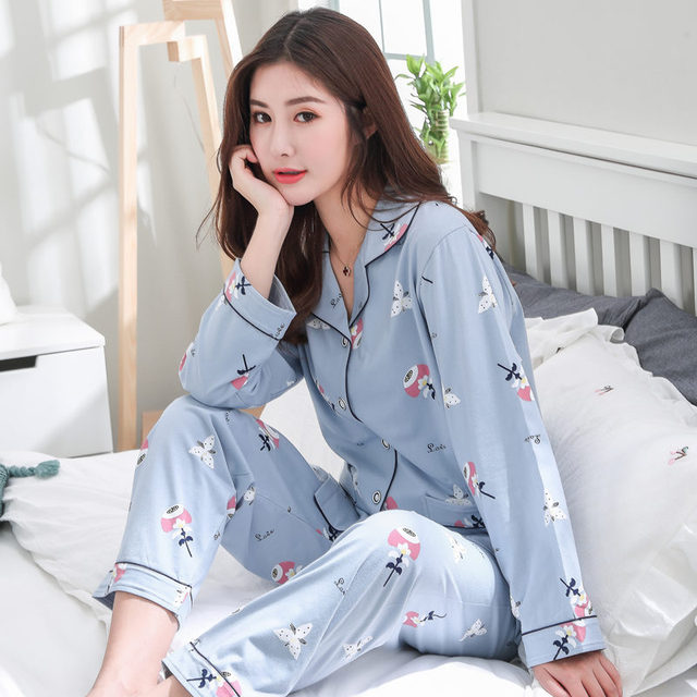 女士纯棉短袖睡衣春夏季情侣长袖家居服套装 - 大淘客联盟