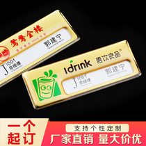 Stainless steel K gold badge custom pin type badge custom replaceable number plate Magnet work staff badge
