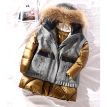 It can be met with no request for fried chicken golden-expensive woman Words full goose down down suede splicing fake two pieces 69545