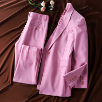 Where beauty texture cow home solid color slim suit 9 points pipe pants wool suit 66128