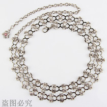 AAA fashion Korean version Water drill belt 100 hitch waist chain dazzling diamond studded new hollowed-out crystal waist chain