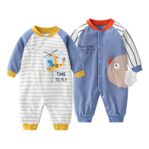 Baby Clothes Spring Autumn Male Baby Cute Super Cute One-piece Clothes Long Sleeve Newborn Khacoat Spring Pure Cotton Climbing Clothing