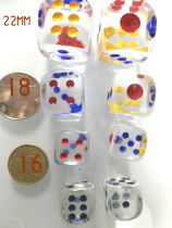 Number 22 crystal acrylic transparent dice large number colour sub 18 16 red yellow blue dot all black dot old mahjong