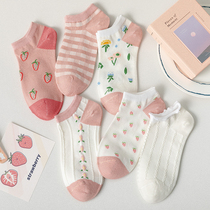 Spring and autumn women tide ins socks summer strawberry boat Socks thin shallow socks cute Japanese do not fall summer socks