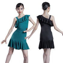 Latin Dance Exercises Girls Summer Children Act Out of Inclined Shoulder Harness Dance Performance Test Class New Dress