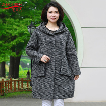 Middle-aged and elderly womens spring hooded coat 50-60 year old mother dress casual large size coat medium long jacket jacket