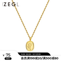 ZEGL Europe and America vintage flower tag necklace women light luxury niche ins simple versatile pendant choker accessories