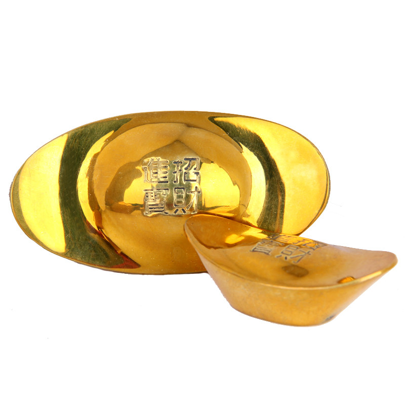开光铜金元宝摆件鎏金实心纯铜金元宝铜元宝大元宝 招财进宝