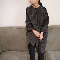 Lacquer Set Original Dress New Products Spring And Autumn Children Dress Girl Plaid hair Long style jacket Childrens Long Shirt Arts and Arts Mori Department Leisure