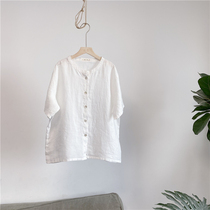 Lacquer Set Summer New Pint Children Dress CUHK Children Cotton Linen Short Sleeve Shirt Casual male and female linen blouse lining thinness