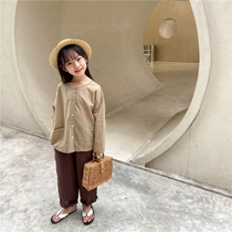 Lacquer Episode Spring Summer New Pint Children Dress CUHK Children Pure Cotton Jacket Cardiovert Boy Girl Full Cotton Blouse Shirt Day