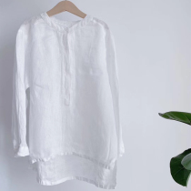 Seven new childrens clothing spring summer and autumn models Girls high linen shirts Medium and large childrens shirts Parent-child cotton and hemp tops