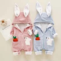 Baby spring clothing clip cotton baby one-piece clothes autumn and winter full moon 100 days go out to wear the newborn khae thin cotton clothes