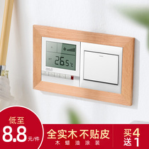 Creative solid wood anti-dirty switch sticker shielding protective cover Nordic style decorative wall sticker socket dual switch home