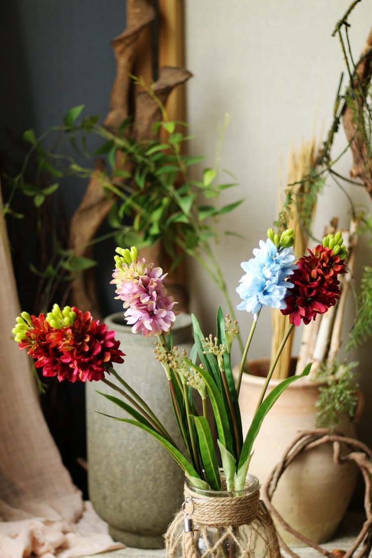 【蹬意】仿真韩式风信子 手感胶仿真花插花绿植装饰摆件咖啡馆