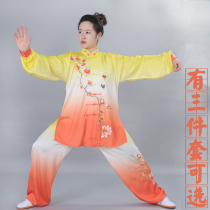 Yihe Yingchun Yellow Orange Gradual Embroidery Tai Chi uniform Men and women Tai Chi professional high-end performance clothing