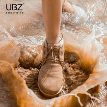 UBZ waterproof snow boots female Net red explosion 2021 New lace plus velvet warm bread cotton shoes thick short boots