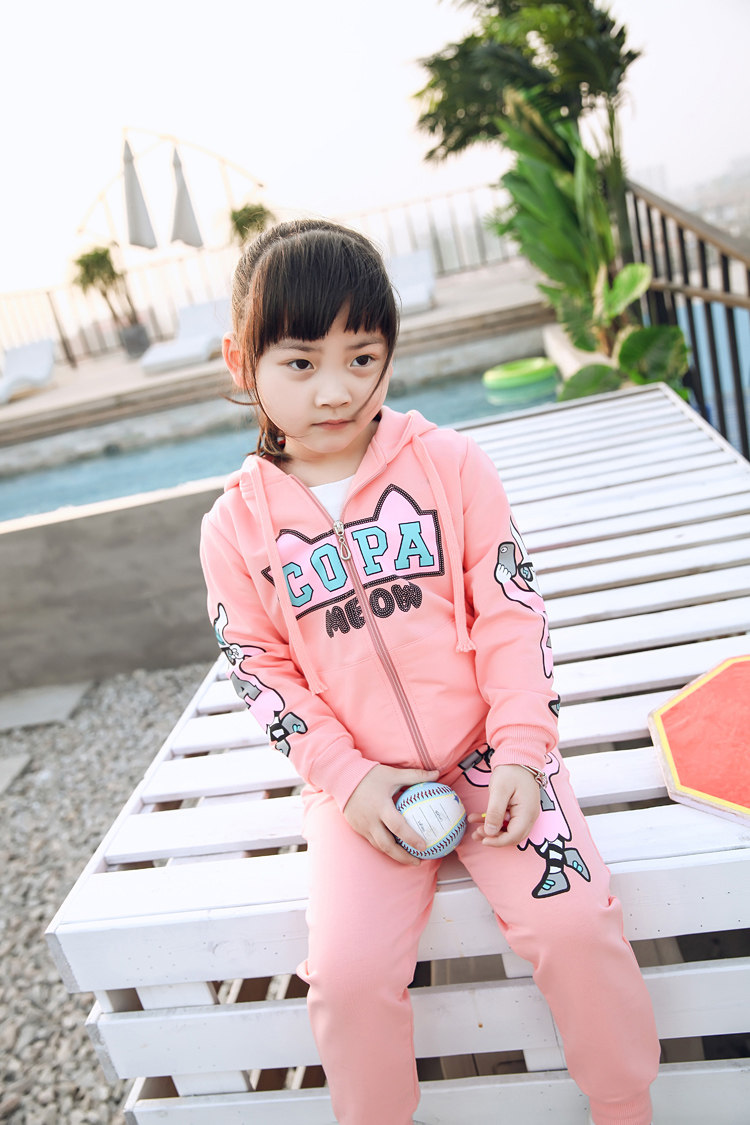 新款小女孩儿童运动服装中大童春装两件套童装 紫色 140cm - 衣集网