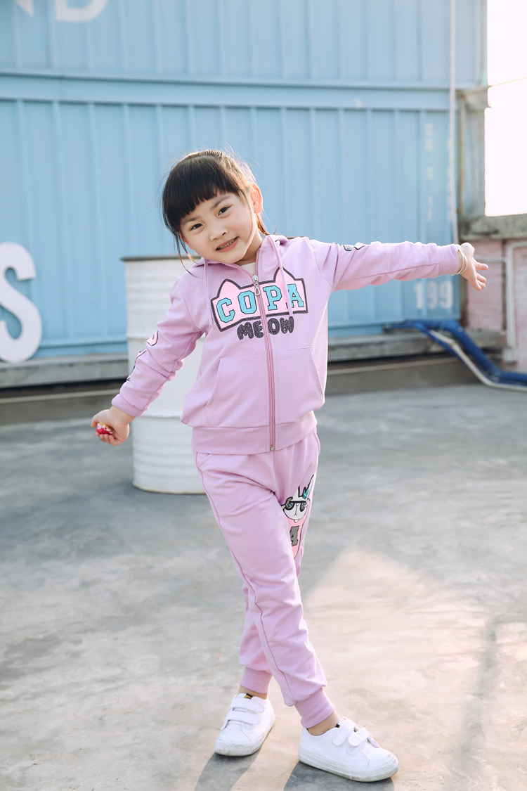 女童套装2017年春秋新款小女孩儿童运动服装中大童春装两件套童装