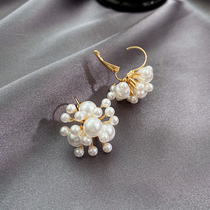 Earrings 2021 New Tide 925 silver needle Pearl female temperament earrings simple cold wind earrings fashion light luxury