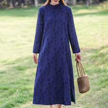 Cotton linen dress 2019 long spring and autumn new womens loose size long sleeve National style linen long skirt tide