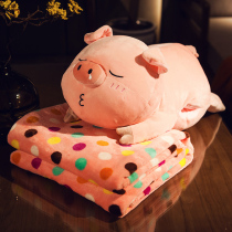 Piggy warm hand pillow Quilt dual-use thickened large cushion blanket Nap pillow Car office three-in-one