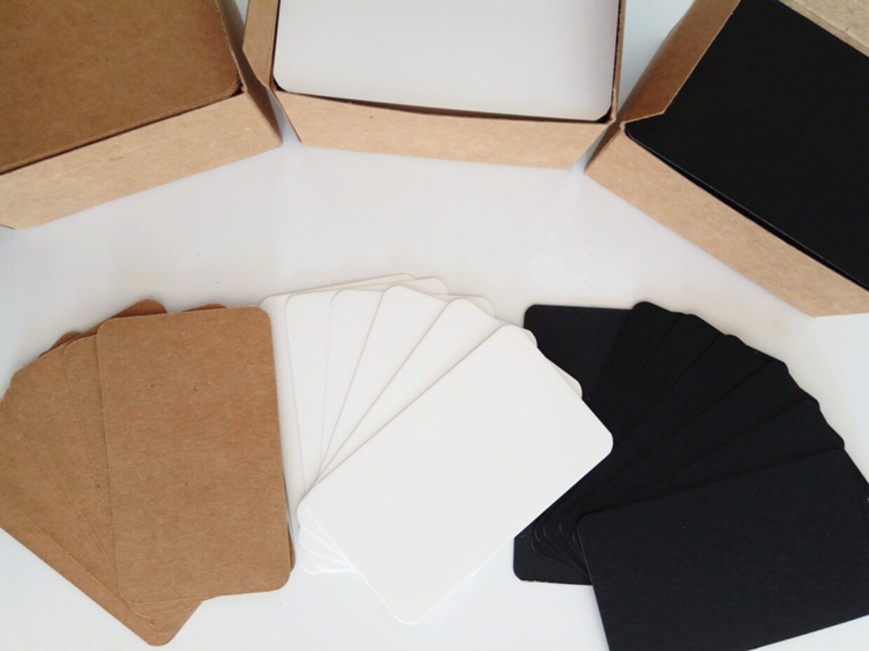 单词空白卡片纸牛皮硬纸白卡超厚英语手写记录卡长形小学生 200张_7折