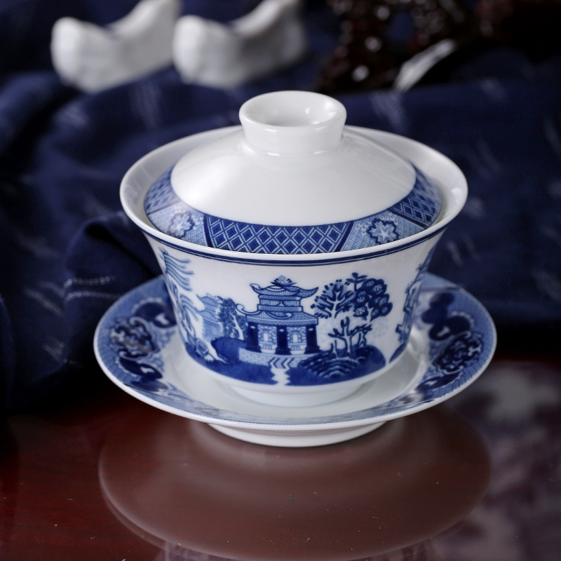 Red porcelain jingdezhen Chinese dishes dish suits for glair blue and white porcelain high temperature 62 head of classical gardens