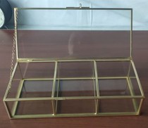 Dustproof grid multi-purpose glass jewelry box jewelry box European-style simple storage box transparent environmental protection light luxury copper edge