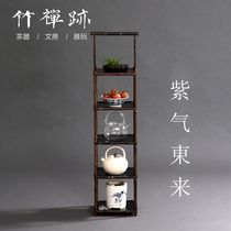 Bamboo Zen Ming Dynasty Portable Purple Bamboo Tea Hut New Chinese Space Furniture Tea Furniture Bamboo Borg Antique Shelves