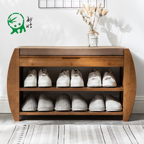 Brilliant Bamboo Entrance in the doorway for shoes Stool Shoe Rack Home Integrated Soft Bag Cushion Multifunction Storage Shoes Cabinet Nordic