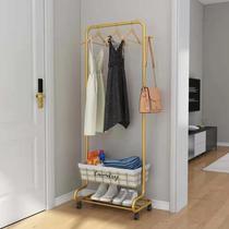 Bedroom clothes storage rack Multi-functional household simple modern hanger Floor hanger shelf Mobile wheel